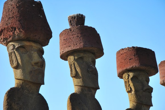 detail of Moais at Ahu Anakena
