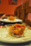smoked salmon ceviche during cooking class, Puerto Natales, Chile