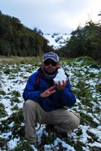 disovering snow at Glacier Martial, Ushuaia, Argentina