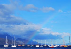 rainbow in the bay of Ushuaia, Argentina
