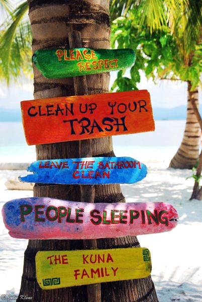 San Blas Adventures sign, Panama