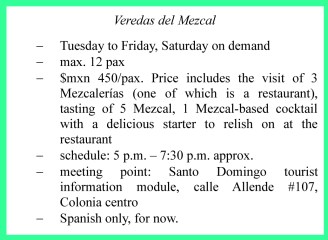 Info EN Veredas del Mezcal, Oaxaca, Mexique