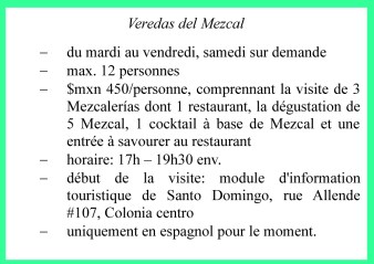 Infos FR Veredas del Mezcal, Oaxaca, Mexique